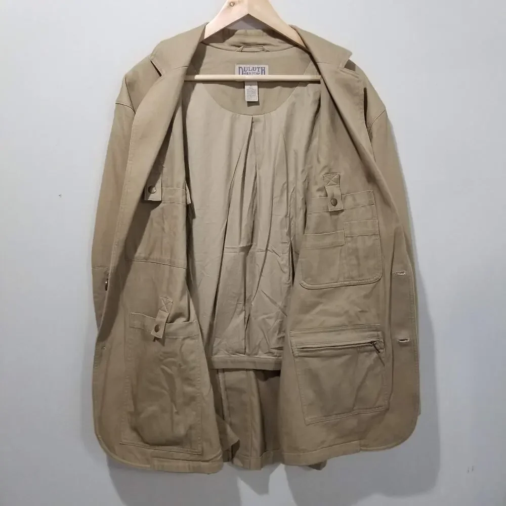 Duluth Trading Blazer Mens XL Tan Cotton Canvas Utility Travel Work Jacket Chore